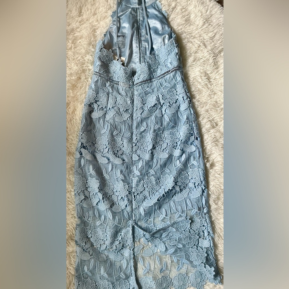 Bardot Pastel Blue Lace Halter Neck Midi Dress | US 6 / Small | NWT - Picture 4 of 10